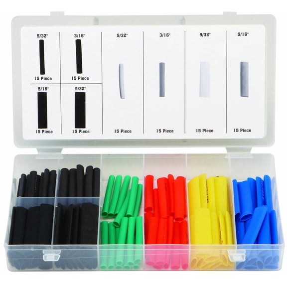 120 Pc Heat-Shrink Tubing Assortment with Case