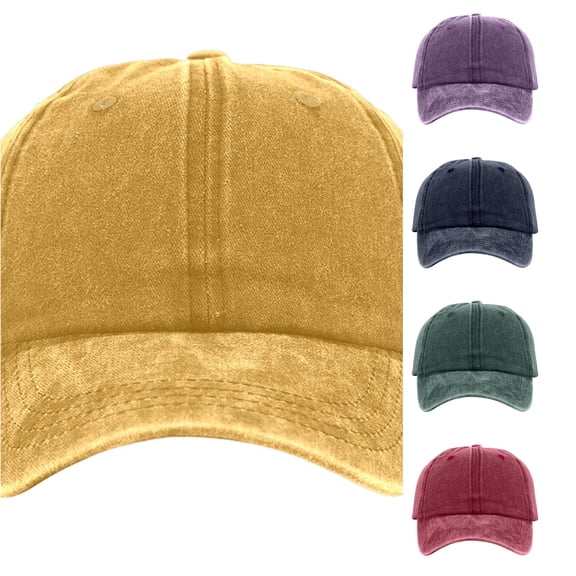 XIAOCHA Men's Solid Washed Baseball Cap Adjustable Hat Band Baseball Hats Farm Dad Caps,Yellow