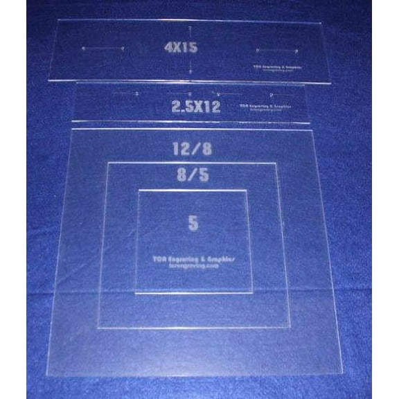 Common Pillow/Fabric Templates. 5 Piece Square Set w/piping 1/8" Acrylic