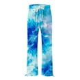 thumbnail image 4 of Women's Linen Pants Women'S Retro Printed Fashionable Drawstring Loose Pants High Waisted Casual Pants Wide Leg Pants, Women's Casual Pants L, 4 of 5