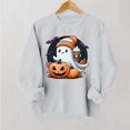 thumbnail image 2 of Gamivast Halloween Graphic Sweatshirts for Women Cute Ghost with Coffee and Pumpkin Print Long Sleeve Pullover Fall Tops Lightweight Comfortable Crewneck Casual Jumper Gray XL, 2 of 6