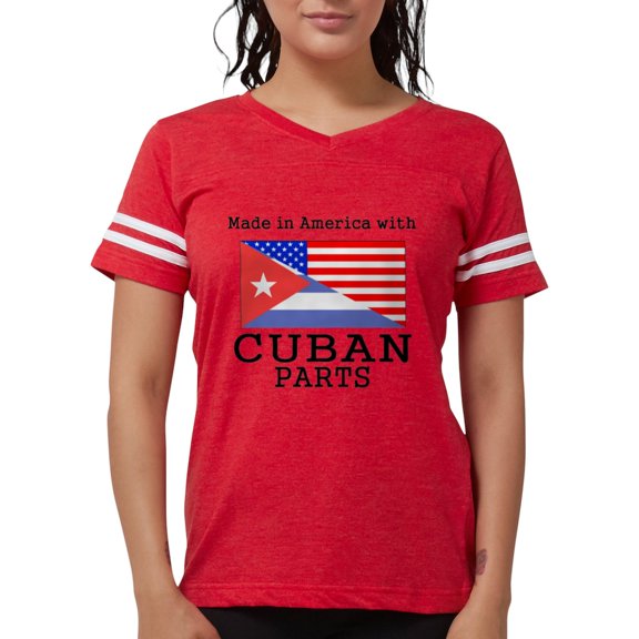 CafePress - Made In America With Cuban Parts Women's Football - Womens Football Shirt
