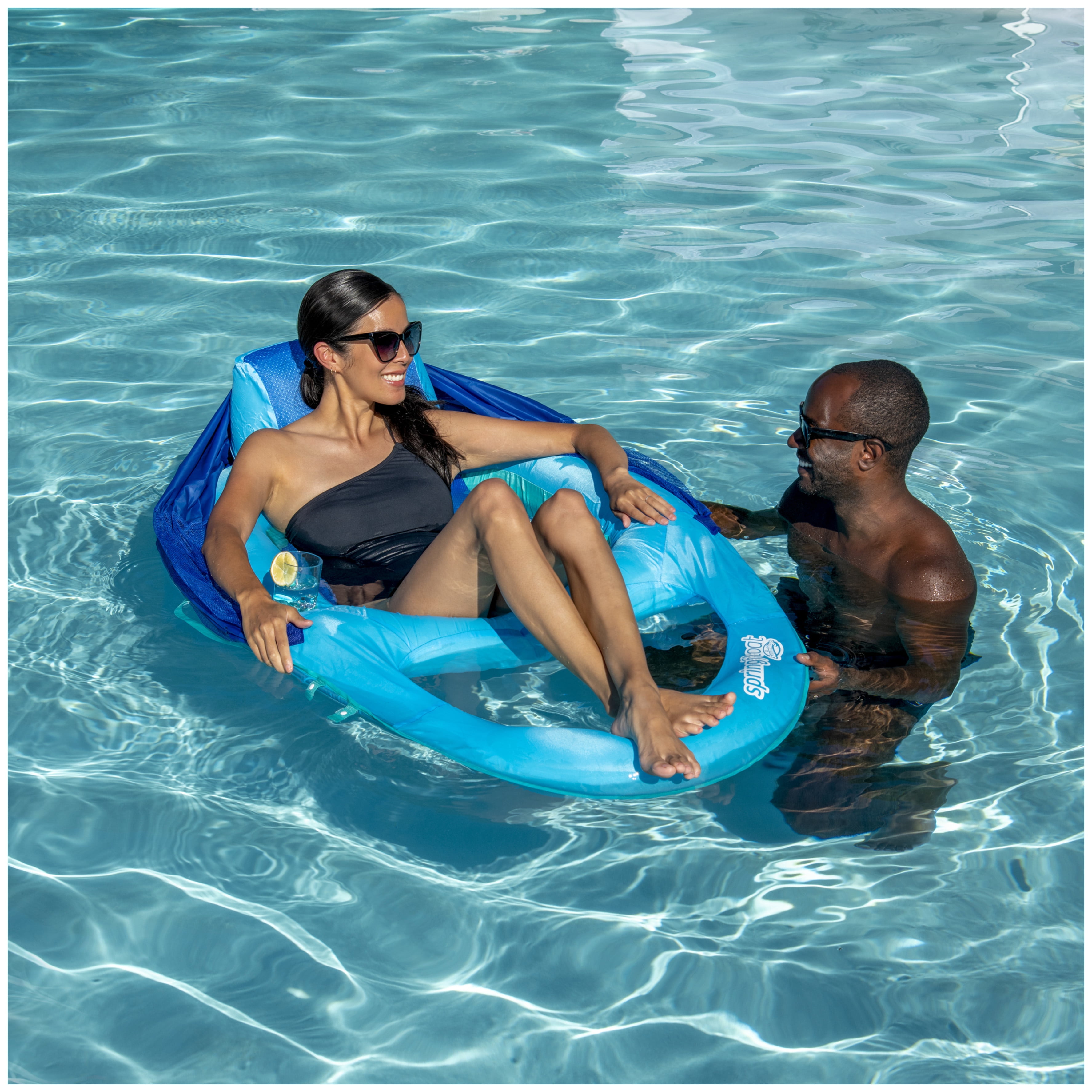SwimWays Spring Swimming Pool Float Recliner Canopy Blue/Navy for sale online 