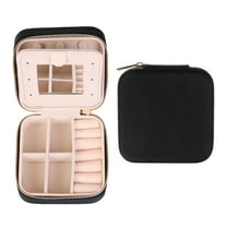Unique Bargains Jewelry Box Small PU Leather Jewelry Organizer Case Storage Display Holder Black