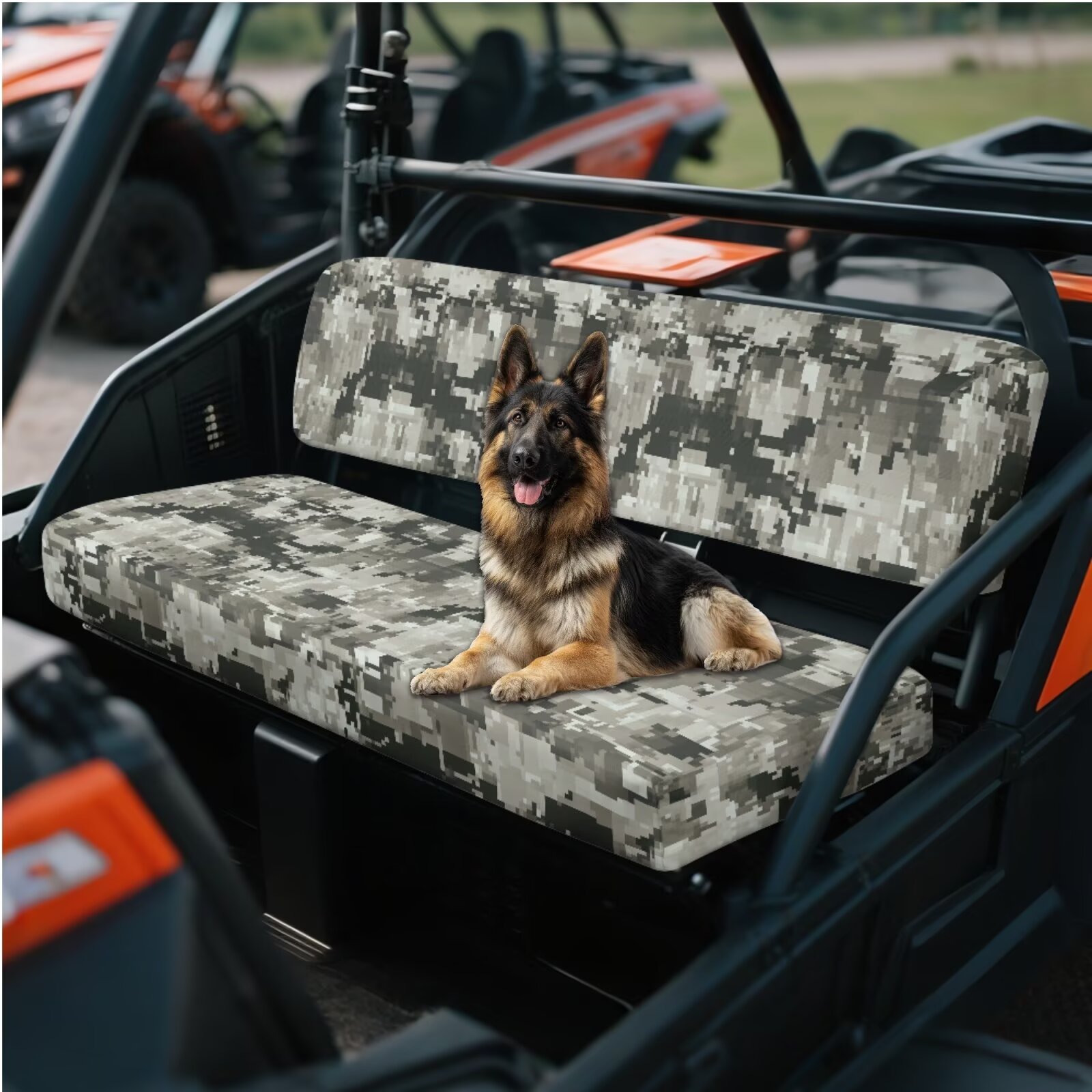 Binienty Grey Camo UTV Bench Seat Covers Compatible With Kawasaki Mule 3000 3010 3020, Easy to Install Anti-scratch Polyester UTV Seat Cover Set for Mule 4000 2009-2023 2025 2 Passenger Seats