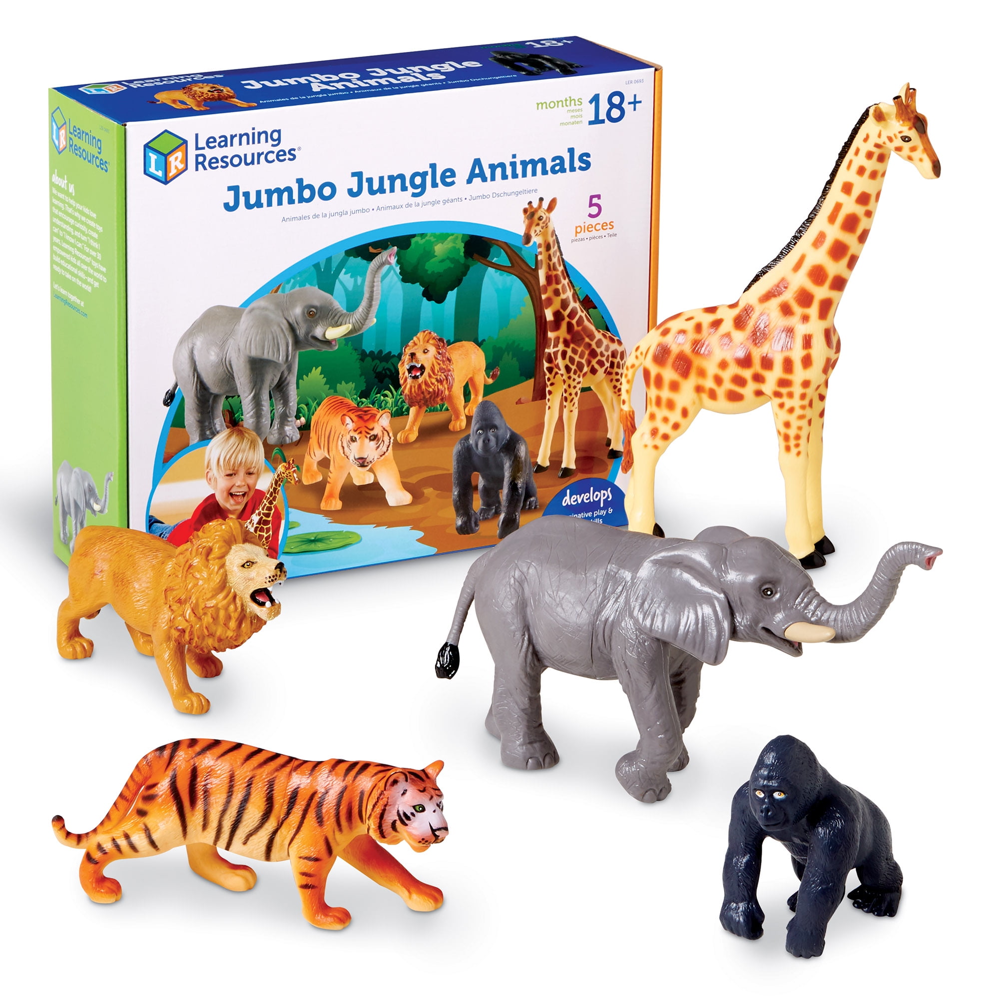 14 Pieces Learning Resources Jumbo Farm Animals and Barn Toy Play Set 
