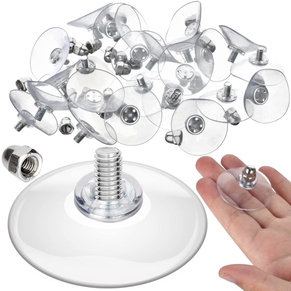 AccEncyc Gancho de almacenamiento – Paquete de 12 ventosas con tornillos adhesivo extra fuerte resistente al óxido para puerta de pared de vidrio, baño, cocina, exterior, 1.7 pulgadas de diámetro, 5 l
