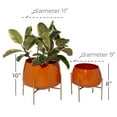 thumbnail image 4 of DecMode Modern Metal Dome Shape with X Base Stand Planter, Set of 2 8", 10"H Features Glossy Orange Finish, 4 of 14