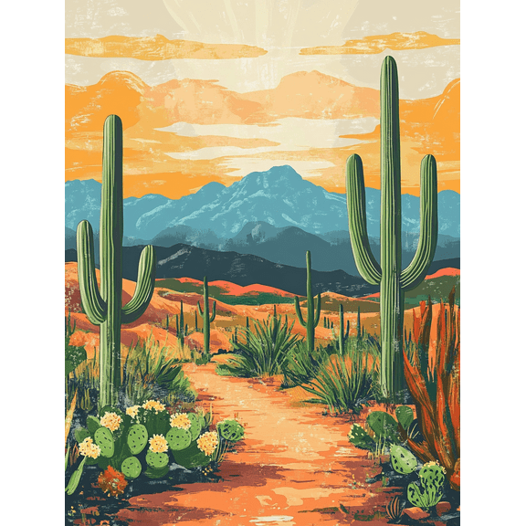 Desert Sunset Canvas Print/Wall Art,Suitable for Living Room,Bedroom,Office,Dining Room,and Hallway Decoration.