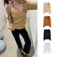 thumbnail image 2 of Suéter de cuello bajo con cuello en U y hilo de principios de primavera, suéter de mohair, camisa básica ajustada para mujer, 2 of 6