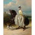 thumbnail image 2 of Alfred De Dreux 12x14 Black Ornate Wood Framed Double Matted Museum Art Print Titled: Woman in Costume Marie Antoinette on a Caroling Horse, 2 of 5