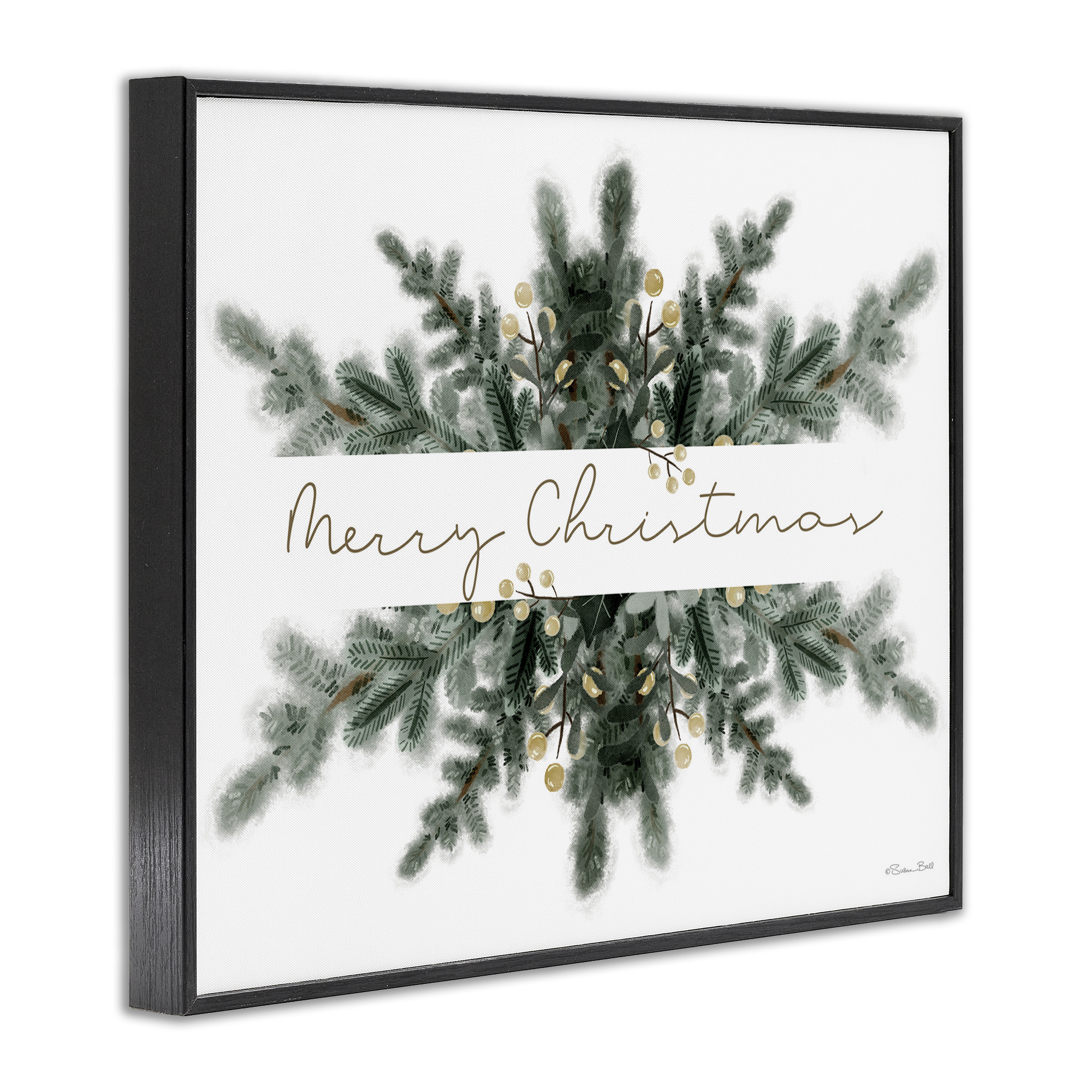Stupell Industries Festive Fir Phrase Holiday Painting Black Framed Art Print Wall Art, 20 x 16