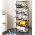 thumbnail image 1 of Fruit Vegetable Storage Basket With Wheels Kitchen Storage Rack 6-Tier Fruit Vegetable Stackable Floor-Standing Movable Organizer Household Storage Snack Shelf for Kitchen Living Room Dressers Stand, 1 of 6
