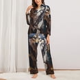 thumbnail image 2 of Pofeuu Oil Painting Tribal Wolf Print Womens Pajamas Set Long Sleeve Sleepwear Button Down Nightwear Soft Pj Lounge Sets Button Down Pajamas Women-X-Large, 2 of 7