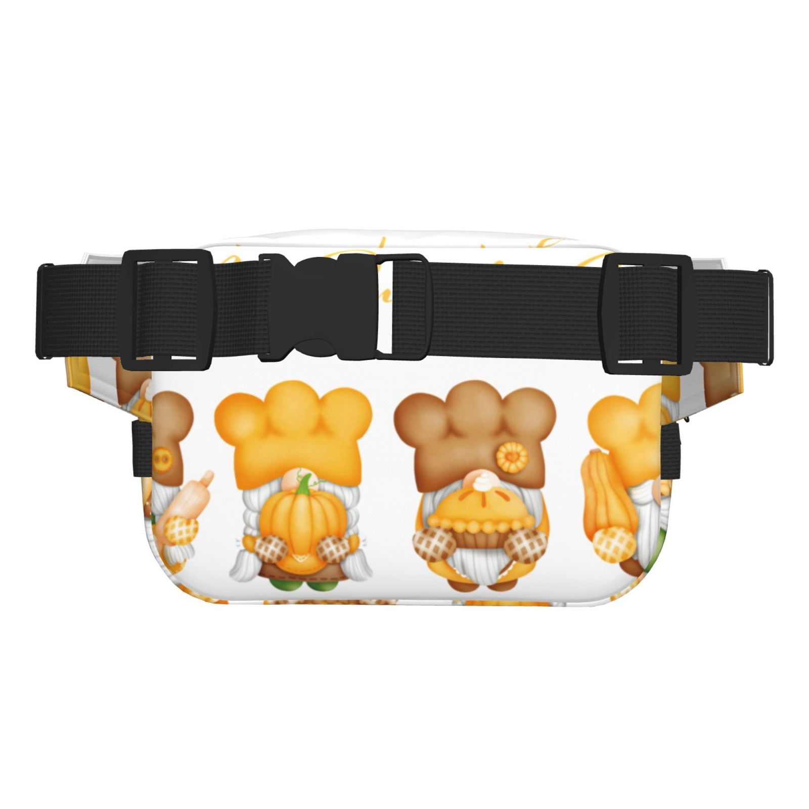 Picia Pumpkin Pie Gnome Print Square Double-Layer Waist Bag Mini Adjustable Waist Belt Bag Exercise Running Travel Hiking
