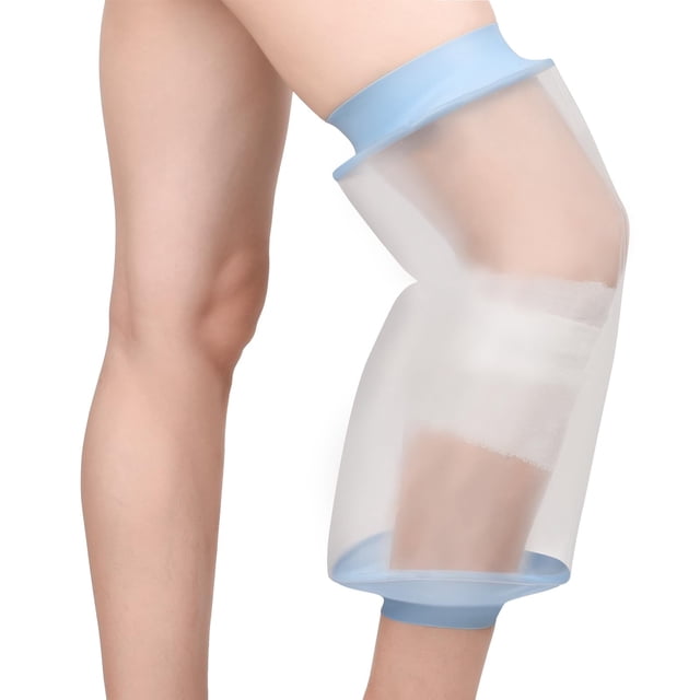 Waterproof Knee Cast Cover for Shower, Reusable Silicone Leg Cast Protector for Post-Surgery Wound/Burns/Bandage, One Size Fits Most Adults