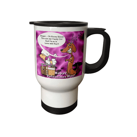 

Dachshund and Poodle Cartoon Valentine s Day Travel Mug 14 oz Multicolor