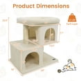 thumbnail image 3 of Gymax 25.5'' Cat Tree w/2 Large Condo Padded Top Perch Sisal Scratching Posts for Cats Beige, 3 of 10