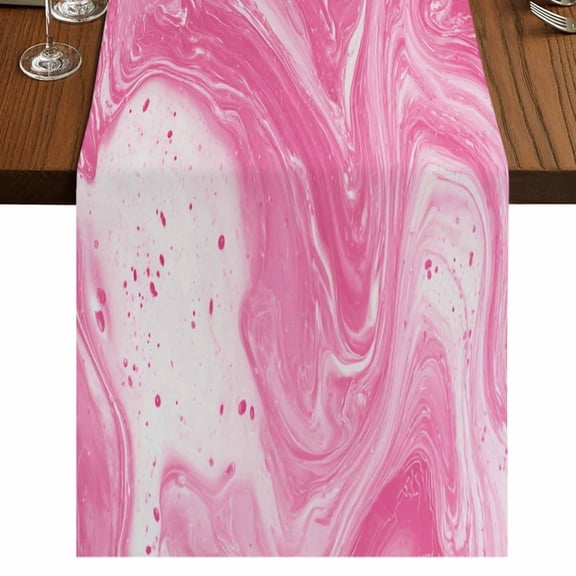 Table Runners 120 Inches Long Dress Scarves, Pink Marble Farmhouse Coffee/Dining/Kitchen Table Runner for Living Room, Modern Ombre Abstract Fluid Aesthetic Art 13x120 Inch