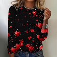 thumbnail image 2 of Valentines Day Long Sleeve Shirts for Womens Cute Heart Print Basic Tee Classic Crewneck Blouse Top, 2 of 4