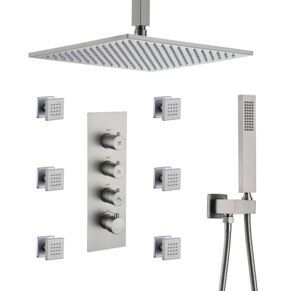Boyel Living 12 inch 6Jet Body Jet Shower System Shower Faucet Fixture