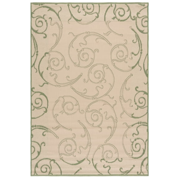 Safavieh Courtyard Daniel Oriental Indoor/Outdoor Area Rug, Natural/Olive, 5'3" x 7'7"
