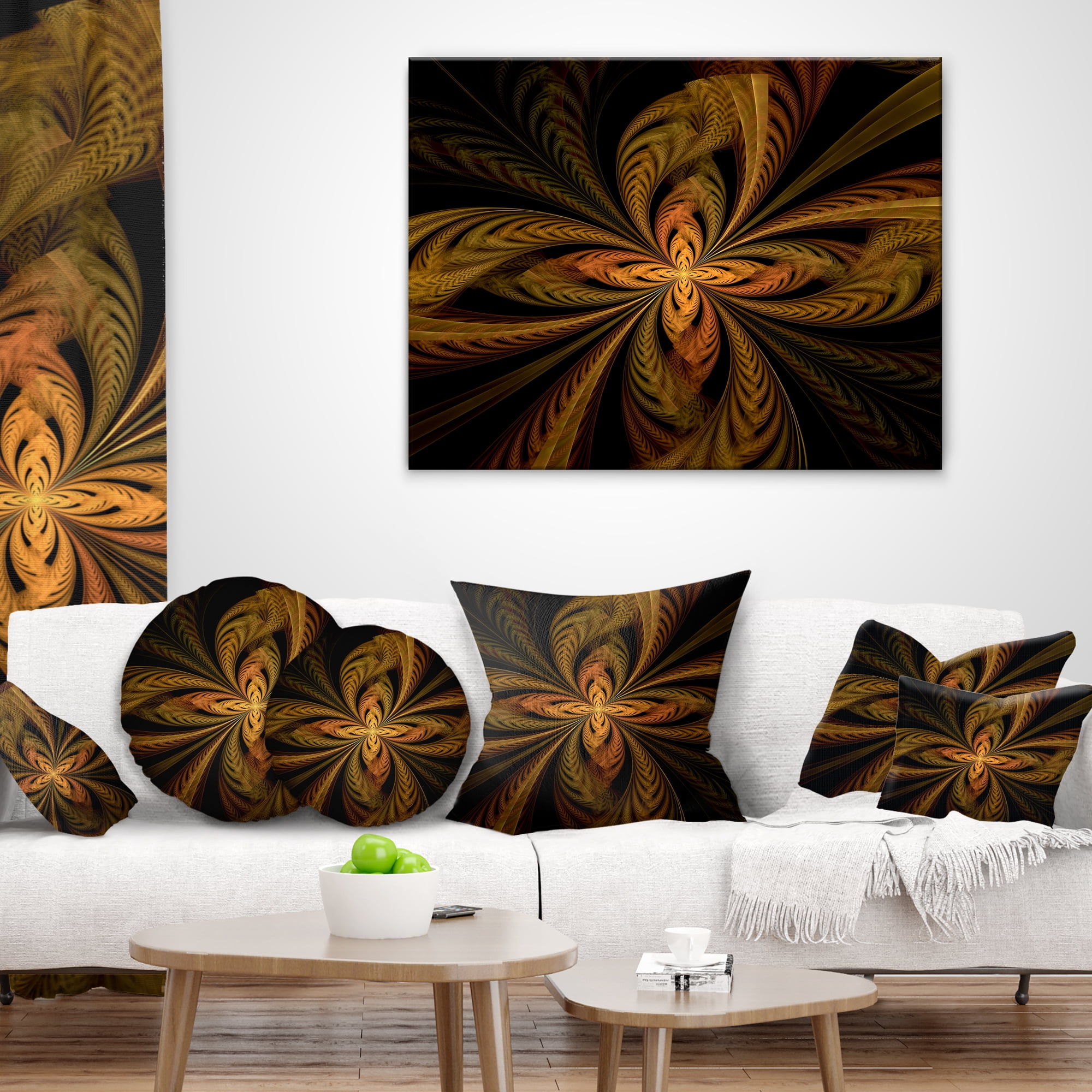Designart Colorful Fractal Flower Pattern - Contemporary Throw Pillow - 18x18