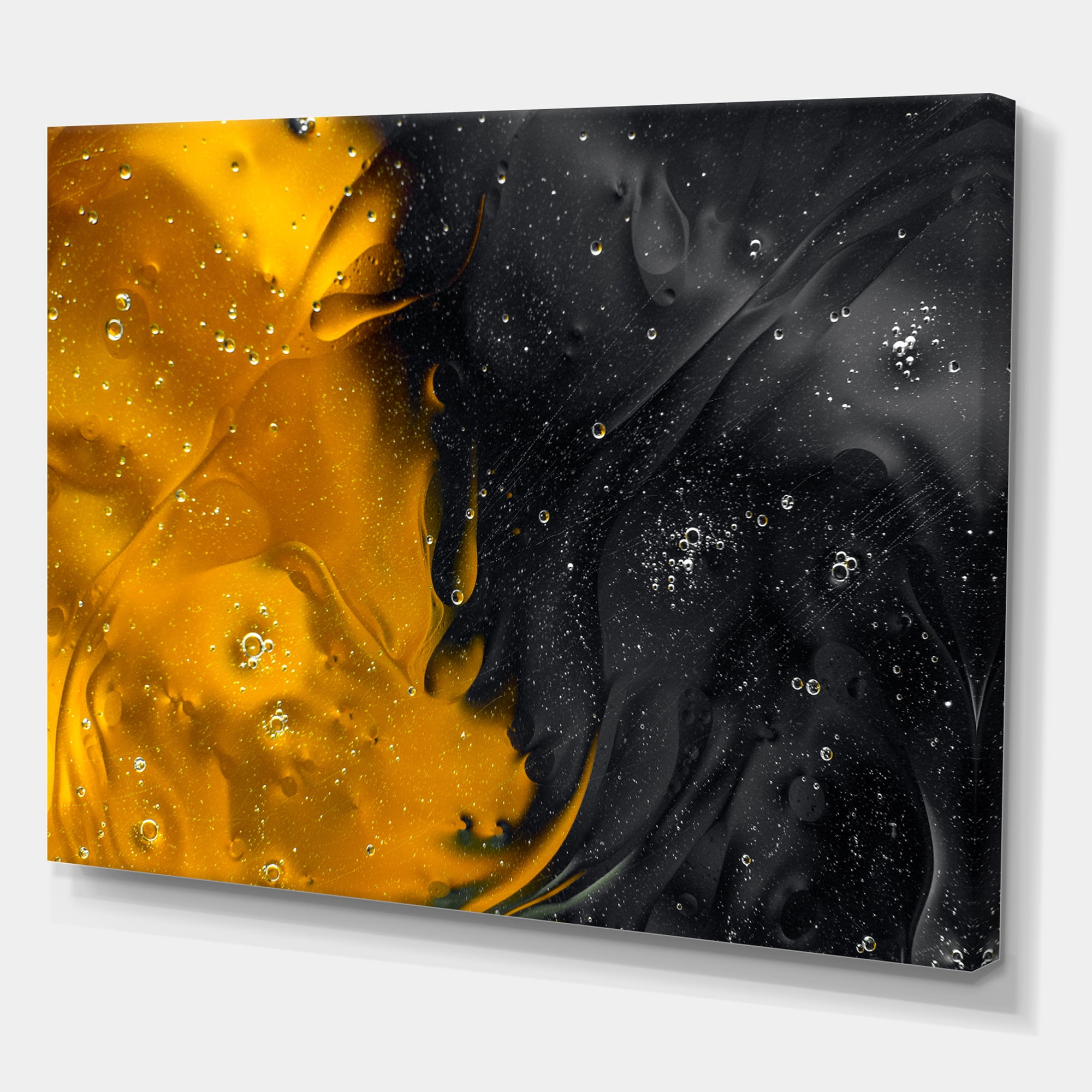 Marriage of Black and Yellow 12 in x 8 in Painting Canvas Art Print, by Designart