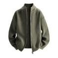 thumbnail image 5 of Jackets for Men 2025 Fall Winter Loose Casual Long Sleeve Stand Collar Zip Up Jacket Knit Cardigan Outerwear Coat, 5 of 6