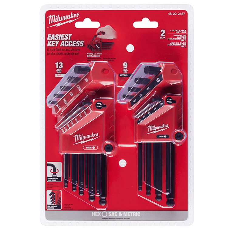 Milwaukee 48-22-2186 9-Key Ball End L-Key Set - Metric
