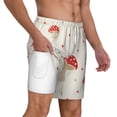 thumbnail image 3 of Picia Flat Mushrooms pattern Mens Swim Trunks with Compression Liner Stretch Beach Shorts Quick Dry with Zipper Pockets No-Chafing Board Shorts-X-Large, 3 of 9
