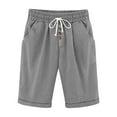 thumbnail image 3 of Loopsun Womens Summer Casual Solid Linen Drawstring Waist Knee Length Loose Daily Wear Pants Gray, L, 3 of 5