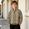 thumbnail image 2 of JAJAHO Kids Boys Leopard Neck Sweatshirt Quarter Zip Pullover Long Sleeve Sweatshirts 2-14Y, 2 of 6
