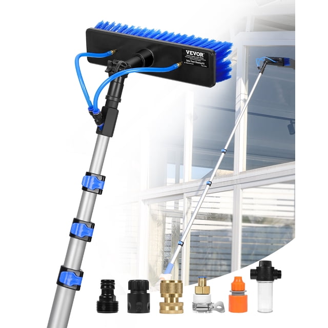 VEVOR Water Fed Pole Kit 12FT Solar Panel Cleaning Pole 180° Rotatable Brush Head