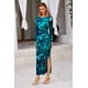 thumbnail image 4 of Vestido PRETTYGARDEN Maxi Ajustado Floral Azul con Fruncido, 4 of 8