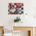 thumbnail image 5 of Fenyluxe Wall Art Gnome Heart Balloon Checkered Background Canvas Print Wall Decorations Ready To Hang for Home Bathroom 16x12in, 5 of 6
