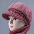 thumbnail image 4 of Prolriy Winter Hats for Women, Women's Woolen Knitted Warm Basin Hat Padded Cotton Hat Womens Hats Pink, 4 of 5