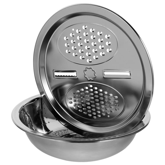 Masteelf Stainless Steel Vegetable Grater and Draining Basket for Kitchen Use Silver Multipurpose with Large Capacity