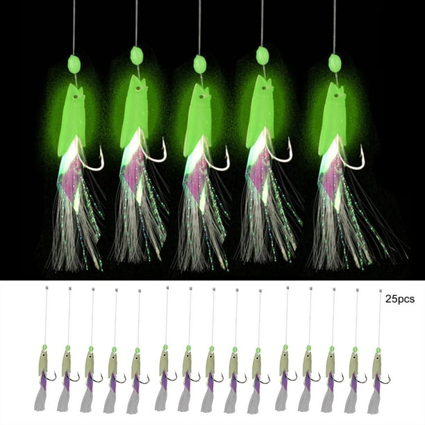 Fishing Rigs String Hook, 5 High Carbon Hooks Fishing Rigs, Luminous Fishing  Lures for Mackerel, Small Jacks, Herring, Smelt 22mmx10mm 