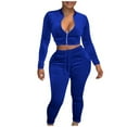 thumbnail image 2 of Ashirexll Two Piece Sets for Women, Womens 2 Piece Outfits, Stylish Pocket V Neck Casual Solid Color Long Sleeve Top and Pants Set, 2 of 7