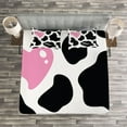 thumbnail image 3 of Ambesonne Cow Print Quilted Bedspread Set 3 Pcs, Camouflage Pattern, Queen Size, Pink Black White, 3 of 3