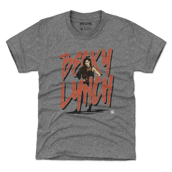 Youth 500 Level  Heather Gray Becky Lynch Name Rough T-Shirt