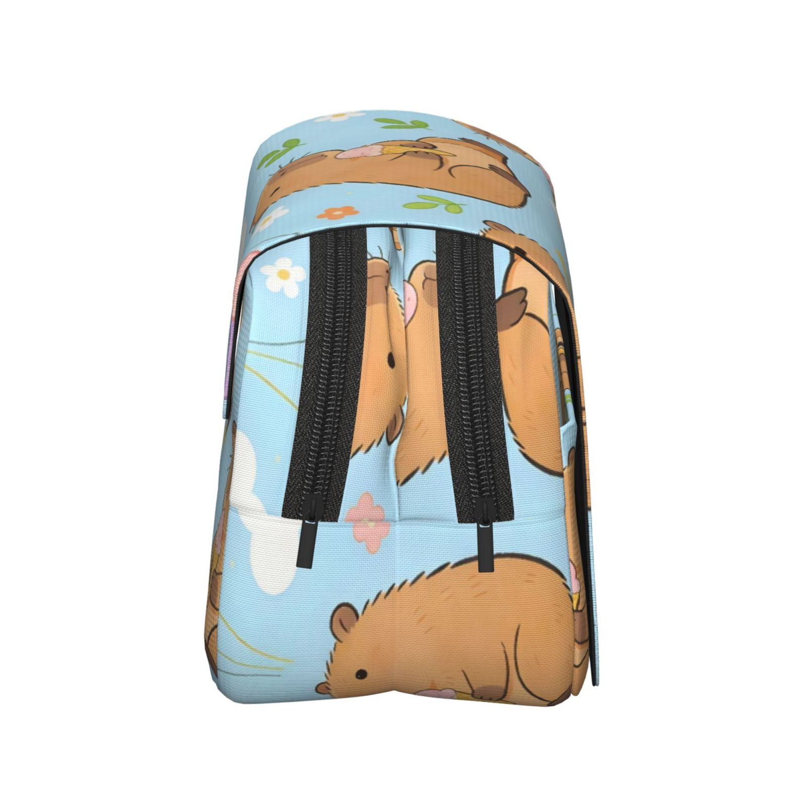 Large-Capacity Flip-Top Double-Layer Pencil Case, Multi-Functional Pocket Pen Case, Durable Stationery Organizer Cute Capybara Flower Balloon Blue Background