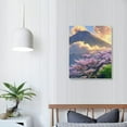 thumbnail image 4 of Creowell  Mount Fuji Japan Wall Art Pink Cherry Flower Blossom with Great Sunrise Landscape Painting Pictures Modern Artwork Framed Home Decoration 12x16 in, 4 of 5