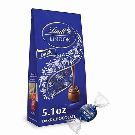 Lindt LINDOR Dark Chocolate Candy Truffles, Dark Chocolate with Smooth, Melting Truffle Center, 5.1 oz. Bag
