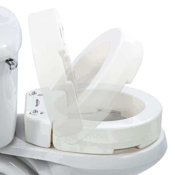 Soaids 3.5 inch Plastic Hinged Raised Toilet Seat for Daily Mobility, Fits Standard Round Toilets