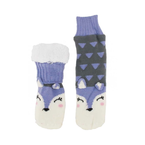 BambooMN Thermal Fleece Lined Sock, Purple Wolf - 1 Pair