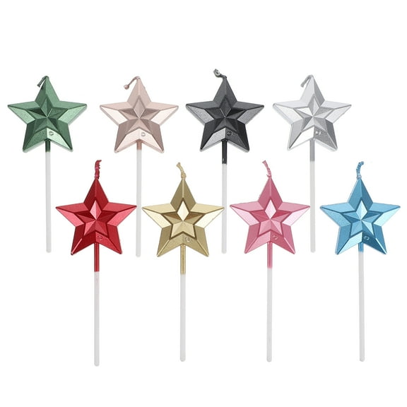 NICEXMAS Star Cake Toppers for Birthday Party, 8-Piece Set in Assorted Colors - Cake Decorating Supplies