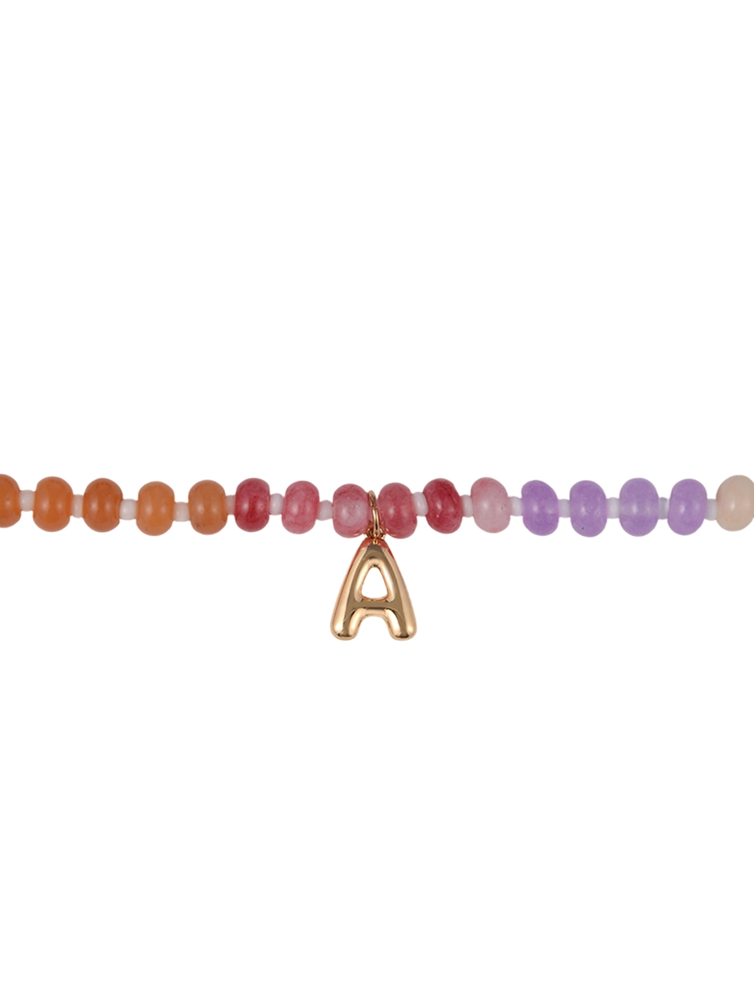 Time and Tru Goldtone Multicolored Bead Initial "A" Necklace