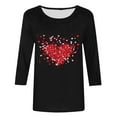 thumbnail image 4 of Going Out Tops for Women Rollbacks & More Viikei Womens Sweatshirts Pullover,Women's Valentine's Printed Crew Neck 3/4 Sleeve T-shirt Loose Tops Black S, 4 of 4
